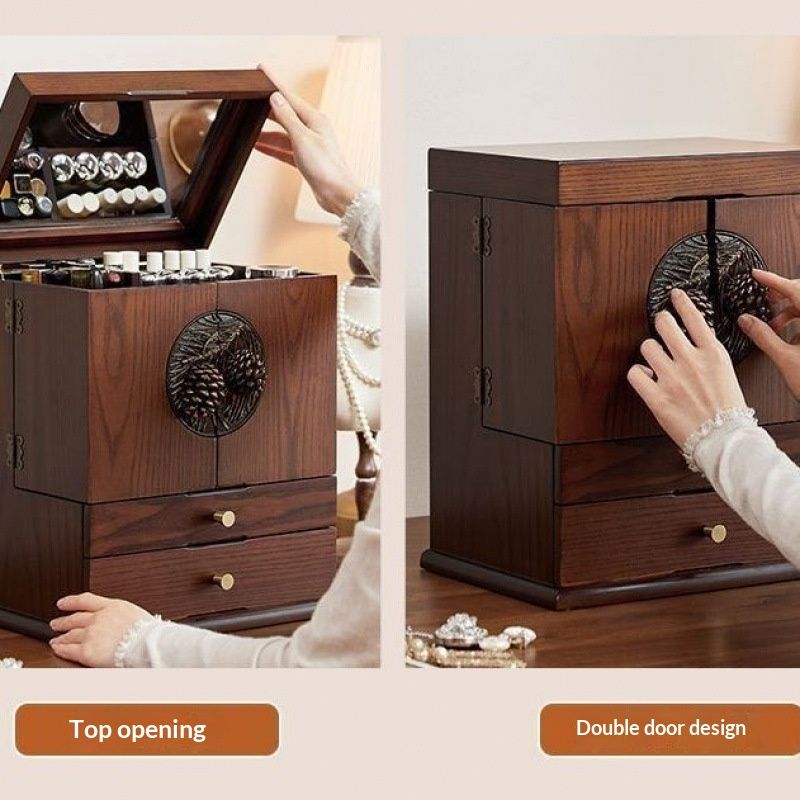 Cosmetic And Skincare Storage Dust-proof Wooden Shelf