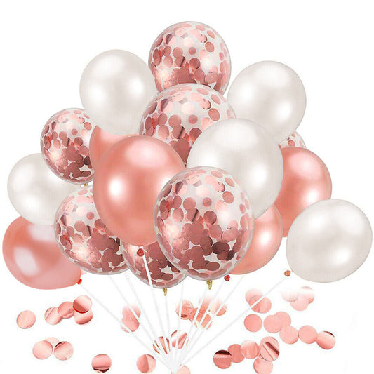 20PCS Rose Gold Confetti Balloons Metallic Balloon Birthday Marriage Party Home