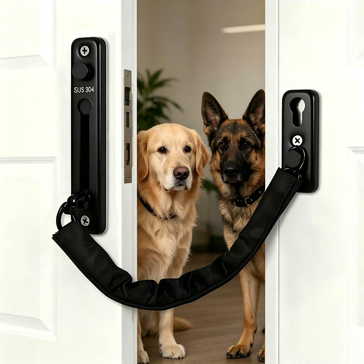 Metal Cat Door Prop - Dog Proof Litter Box & Feeding Station, Keep Door Open For Pets