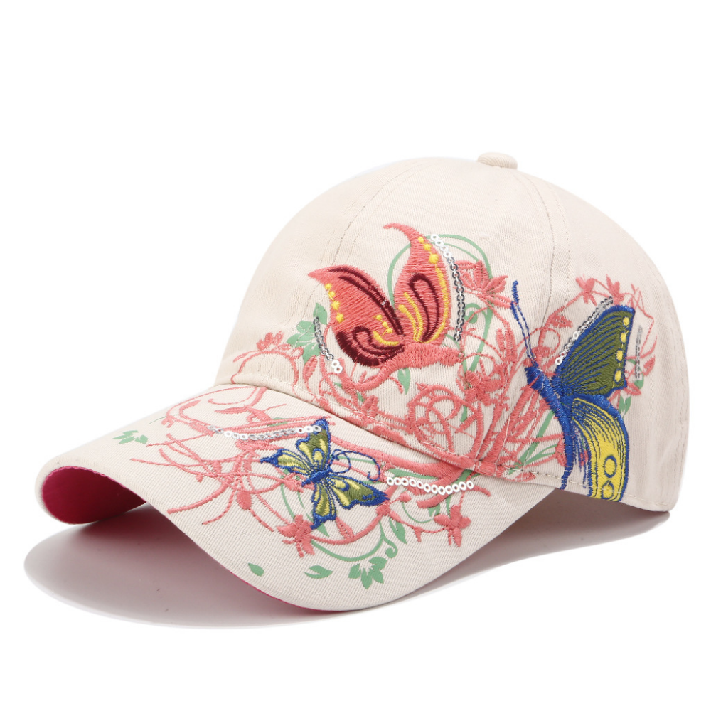 Summer Women's Embroidered Flower And Butterfly Sequin Fashion Trend Sun Hat For Outdoor Outings, Summer Shopping, Vacation - Versatile Hat