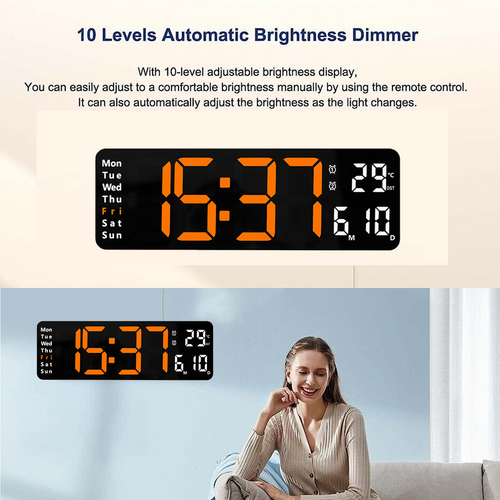 LED Large Big Jumbo Wall Desk Clock Digital Display With Calendar Temperature 16
