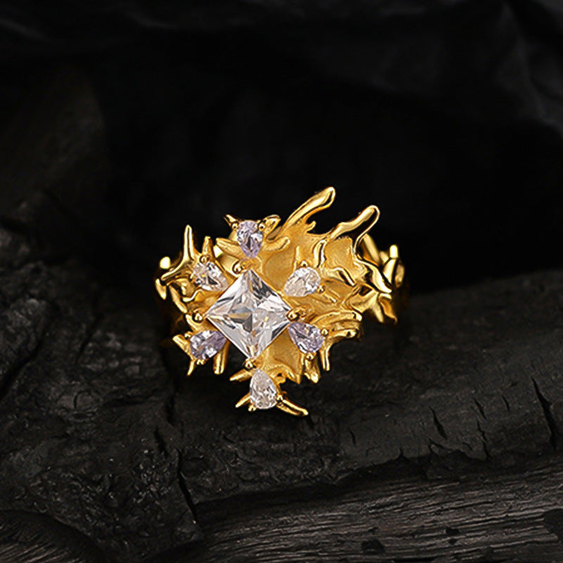 Korean-style Snowflake Zircon Ring For Women