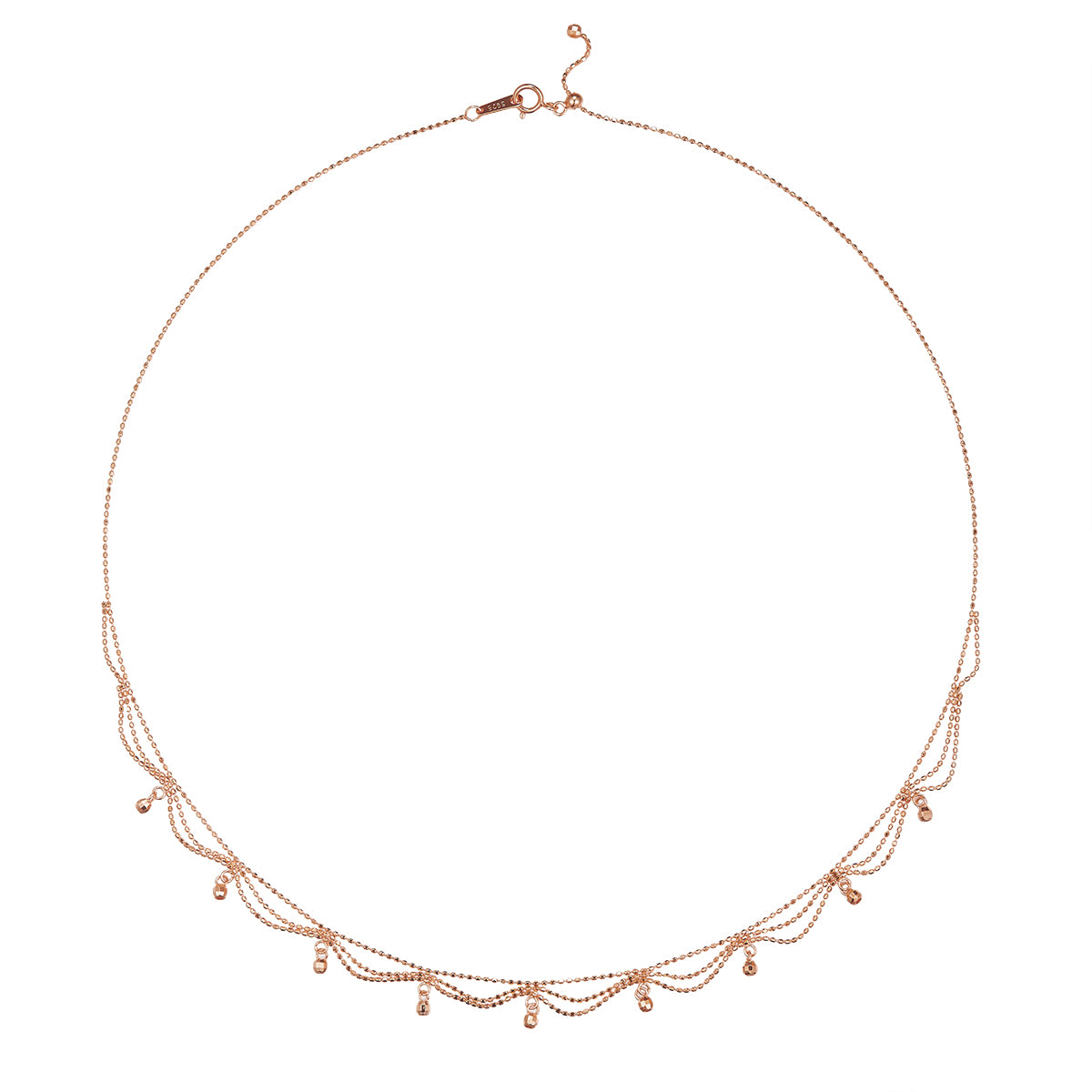 S925 Sterling Silver Multi-Layer Beaded Necklace For Women 45cm Adjustable 2.6g Lightweight 3 Colors Platinum Plated Gift Box