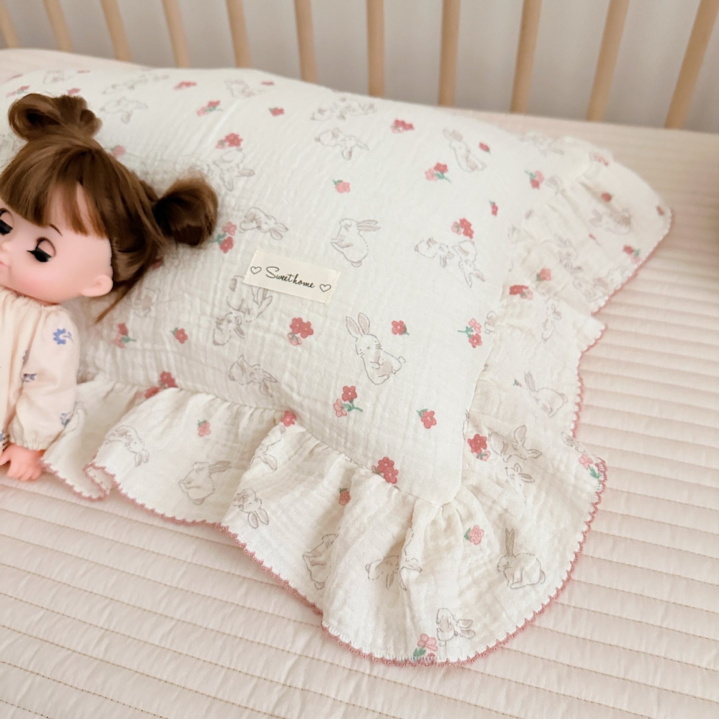 Korean-style Floral Cotton Gauze Pillowcase
