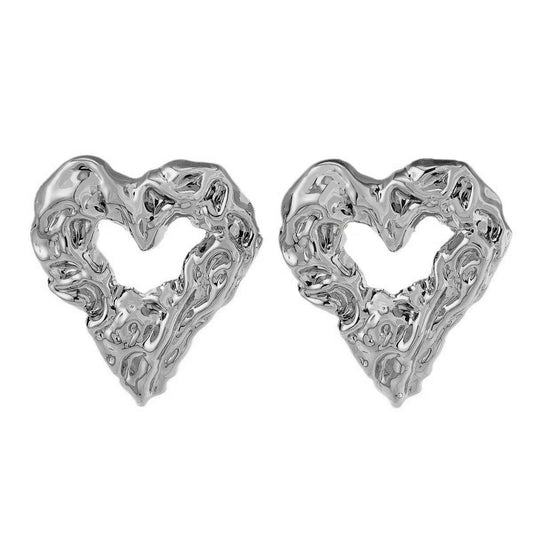 Women Stylish Folding Metal Petal Ear Drop Earrings, Sleek Smooth Finish Vintage Geometric Flower Shape High Fashion Ear Ornaments