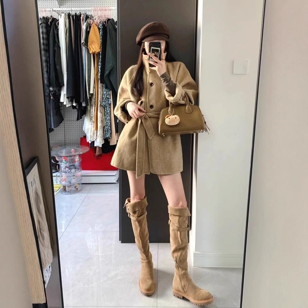 Korean Style Elegant High Sense Casual Short New Woolen Coat