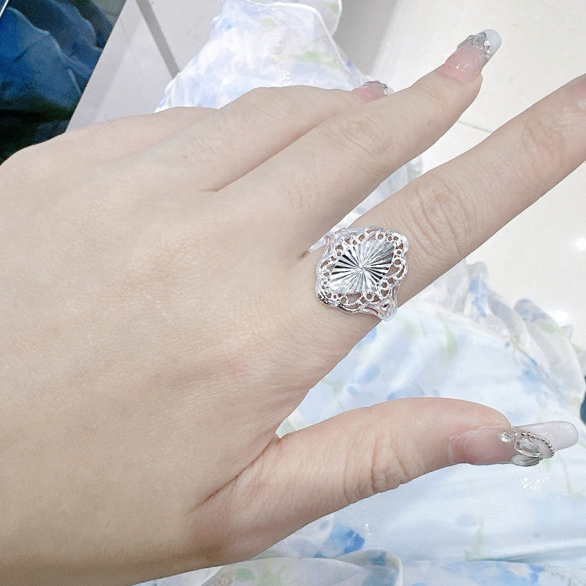 1pc 999 Sterling Silver Assorted Openwork Carved Open Ring, Retro & Elegant Style, Perfect For Daily, Dating & Gifting, Ideal Valentine's Gift