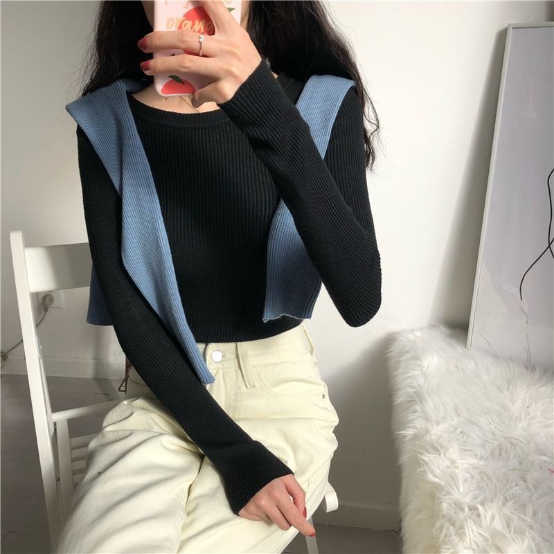 Women's Slim-fit Korean Style All-matching Pullover Thin Sweater