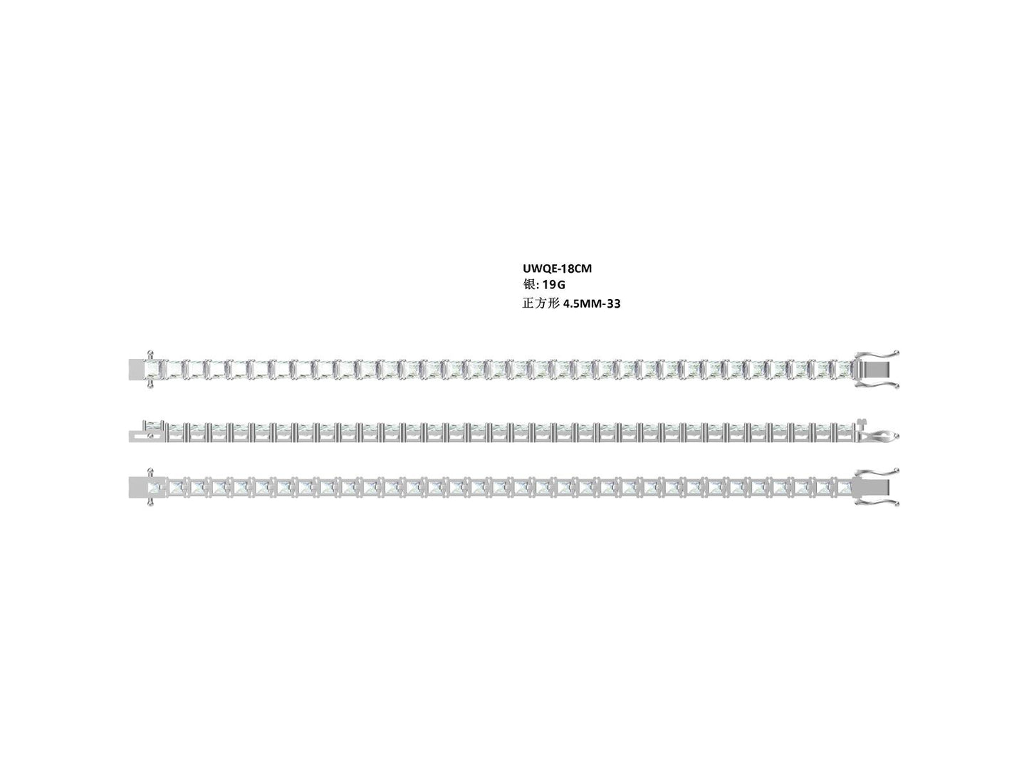 S925 Sterling Silver 4.5x4.5mm Princess Cut Moissanite Tennis Bracelet D Color VVS1 16-18-20cm Platinum Plated GRA Certified Gift Box