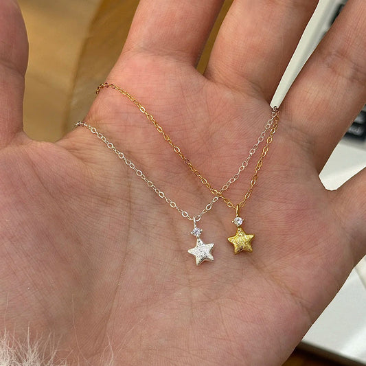 S925 Sterling Silver Korean Style Sparking Zirconium Brushed XINGX Necklace For Women