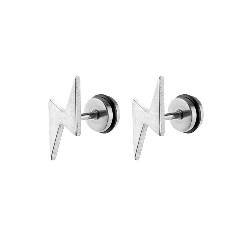 New Stainless Steel Lightning Stud Earrings