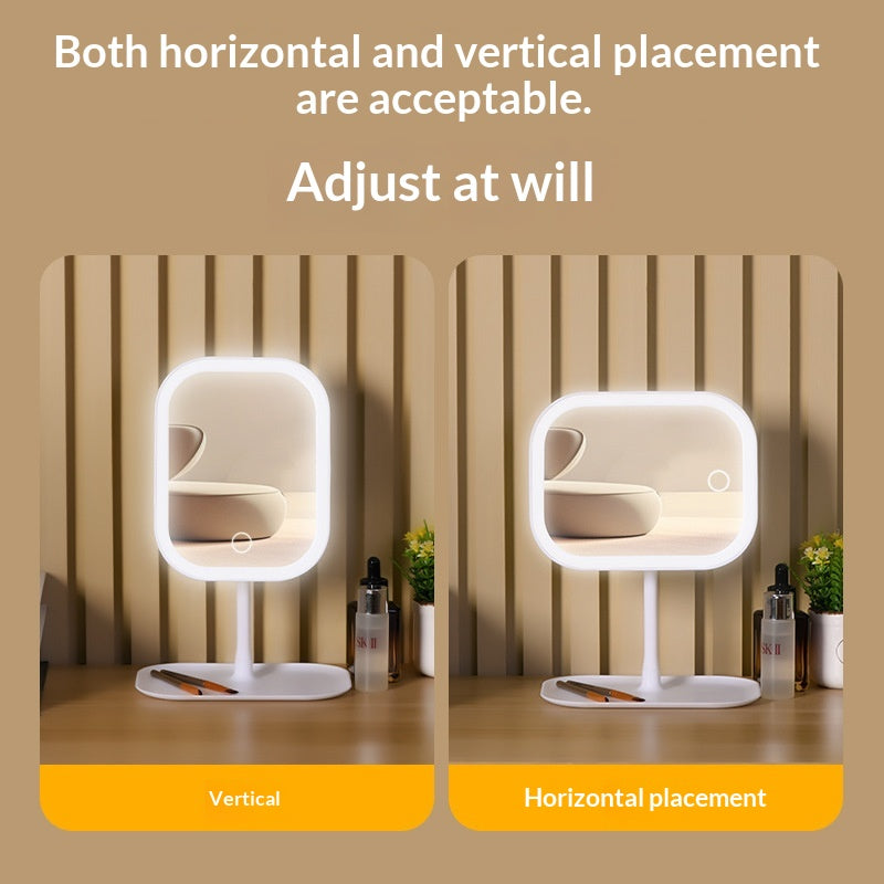LED-lit Desktop Makeup Mirror With Built-in Lights