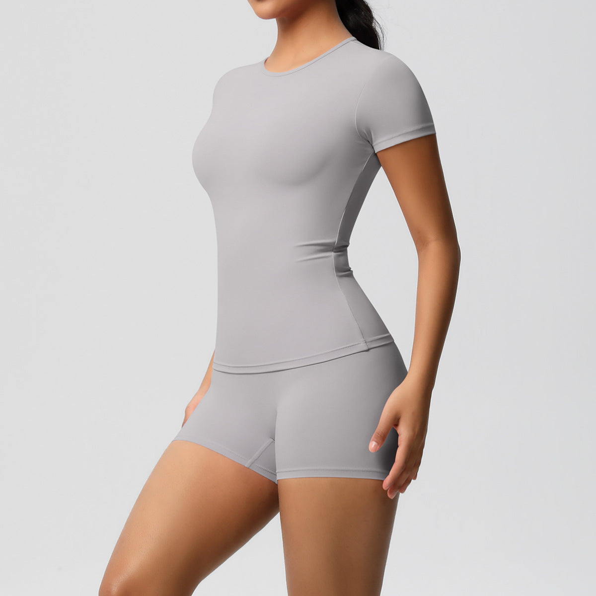 Slimming Stretchy T-Shirt And Fitness Shorts Set For Women