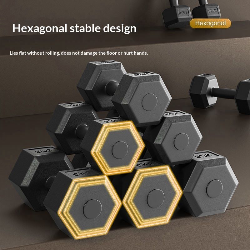 Home Fitness Exercise Equipment Fixed Rubber-Coated Small Dumbbells
