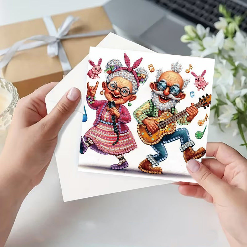 DIY Diamond Painting Kit Birthday Card Kit, Unique Grandma Pattern Design, Water Diamond Painting Art Mosaic Postcards, Festival Cards Perfect For Families, Friends, And Lovers, Handmade Gifts