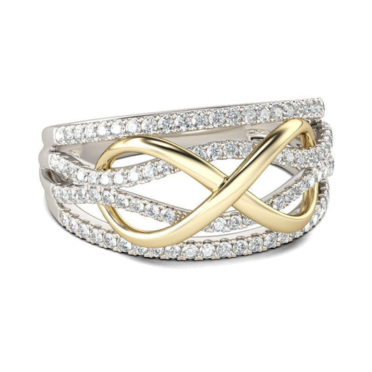 Cross-border Accessories European And American Fashion Women's Gold-plated Ring Wish Amazon Hot Selling Color Separation Wedding Ring Ring