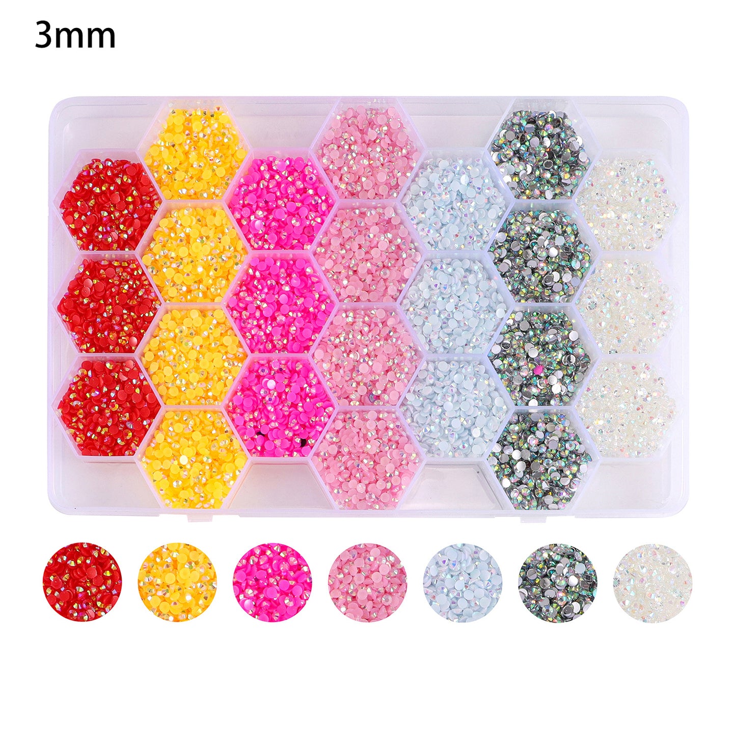 3mm4mm24 Gridsbox Multi-color Resin Drill Nail Beauty DIY Ornament Accessories