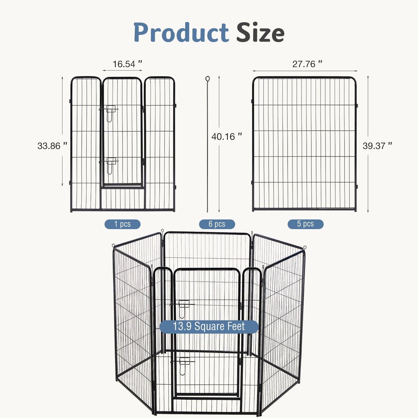 Metal Material, Foldable Pet Fence With A Door, Suitable For Small, Medium And Large-sized Dogs Outdoors