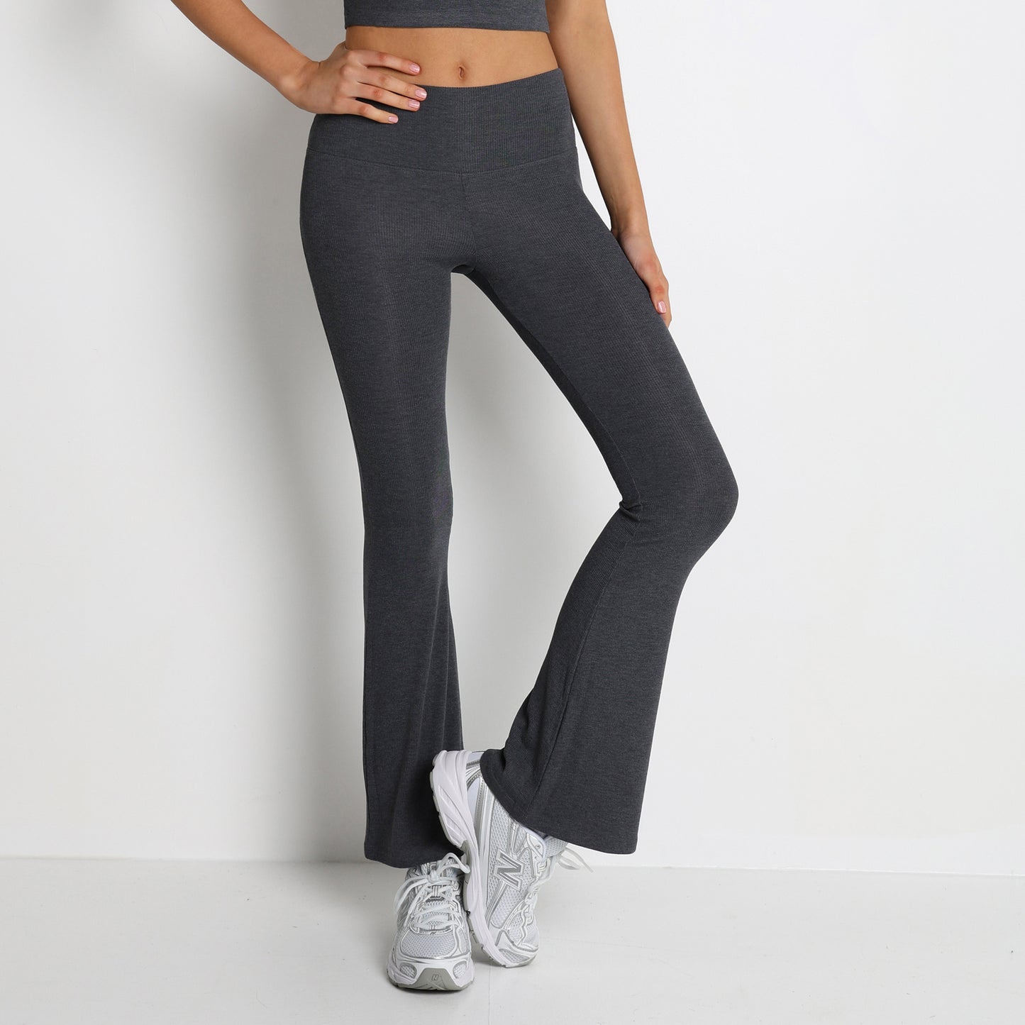 Thread Short Sleeve Slim Fit Breathable Bell-bottom Pants Fitness Yoga Wear