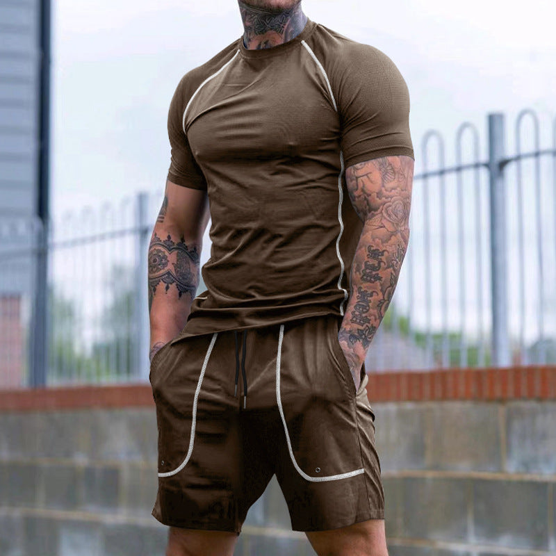 New Sports Tights Shorts Men's Running Fitness Suit