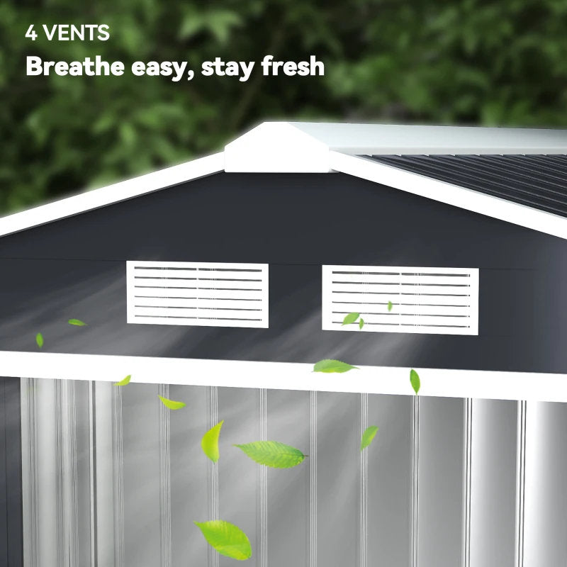 7'x4' Metal Outdoor Shed Organizer & Garden Storage With 4 Vents For Airflow & 2 Easy Sliding Doors - Dark GrayMultiple Packages