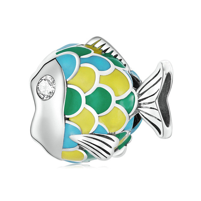 Animal-themed Colorful Heart-shaped Large-hole Beads For DIY Bracelet Accessories