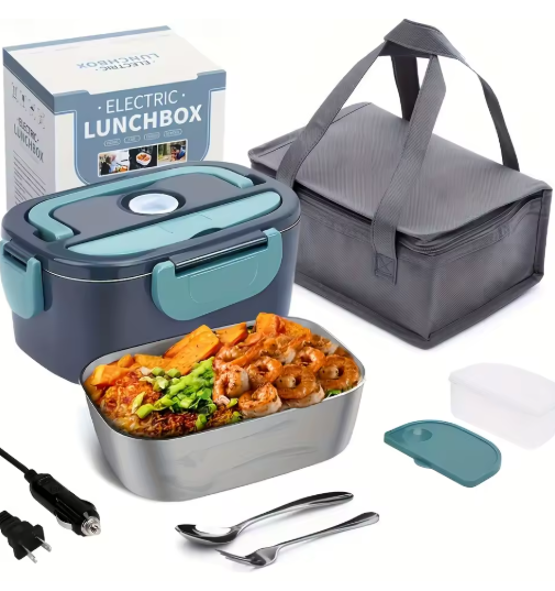 Portable Electric Lunch Box Food Warmer For Car And Home 50.72oz Leak-Proof Heated Container 110V 12V