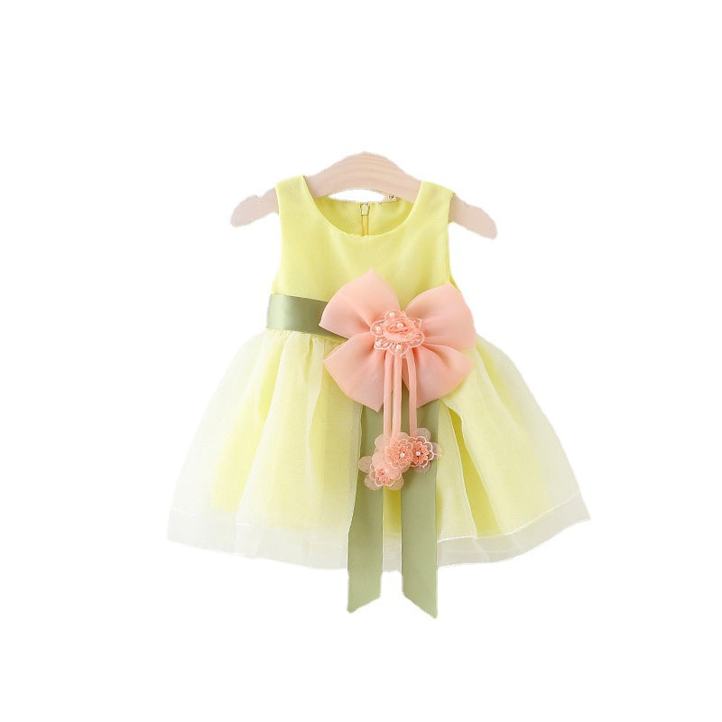 New Womens Childrens Dress Princess Style With Floral Pattern And Large Bow
