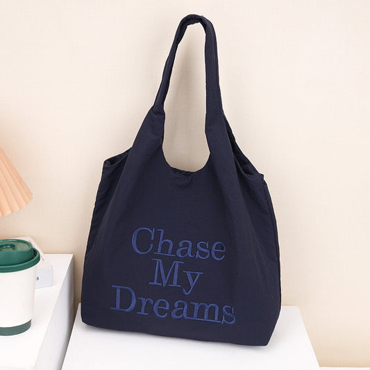 Korean-style 3D Letter Shoulder Bag With Minimalist Embroidery