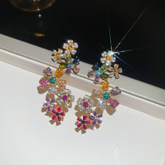 Luxury Fringe Drop Earrings Women 925 Silver Pin Crystal Tassel High End Fashion Jewelry