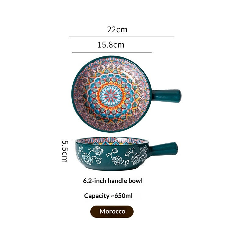 Bohemian Ceramic-handled Bowl Creative Design For Home Use