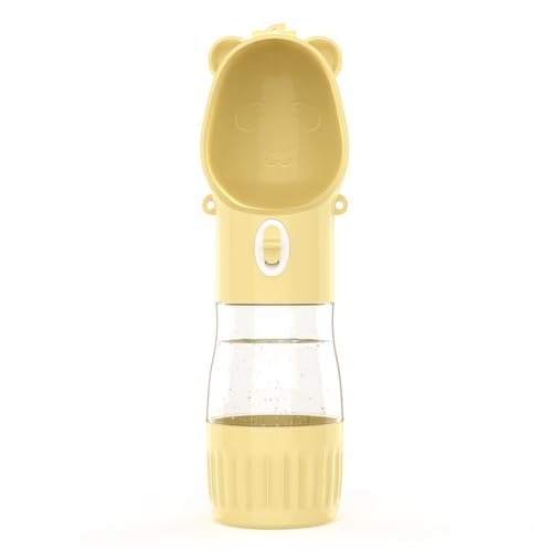 YFL Portable Dog Water Bottle with Food Container - 2 in 1 Travel Puppy Water Dispenser with Crossbody Sling & Strap - Lea...