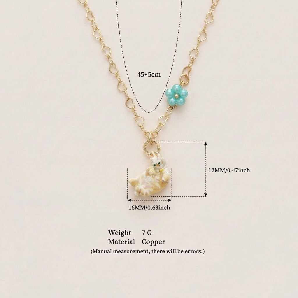 New Animal Series Oil-Drop Cute Cat Pendant Necklace