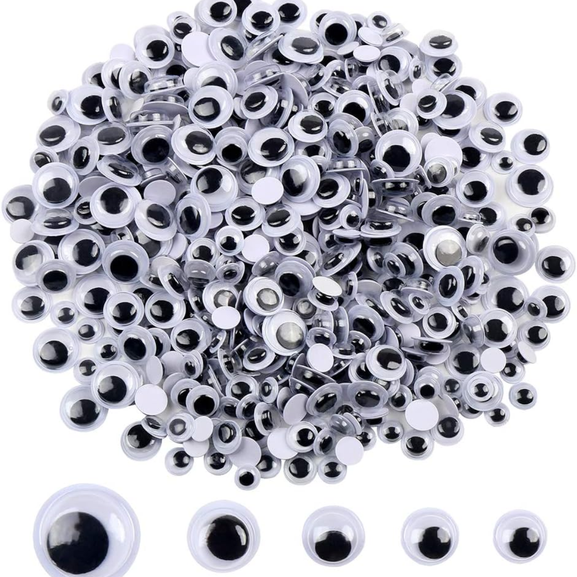 DECORA 500 Pieces 6mm 12mm Black Wiggle Googly Eyes With Self Adhesive For Crafts Decorations
