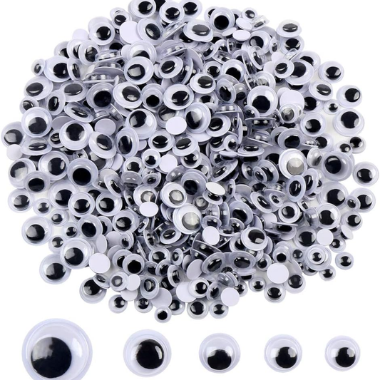 DECORA 500 Pieces 6mm 12mm Black Wiggle Googly Eyes With Self Adhesive For Crafts Decorations