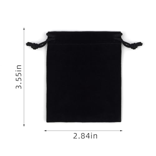 10 Pieces Velvet Drawstring Jewelry Pouches - Gift Bags for Wedding Party Favors, Candy, Christmas - Small Cloth Bags (Black)