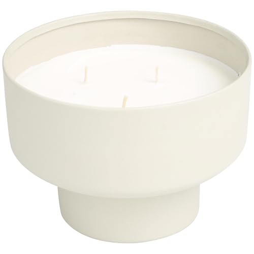 Deco 79 Metal Decorative Candle White Sage Scented Matte 50 oz 3 Wick Aromatherapy Candle with White Wax, Wax Aromatherapy...