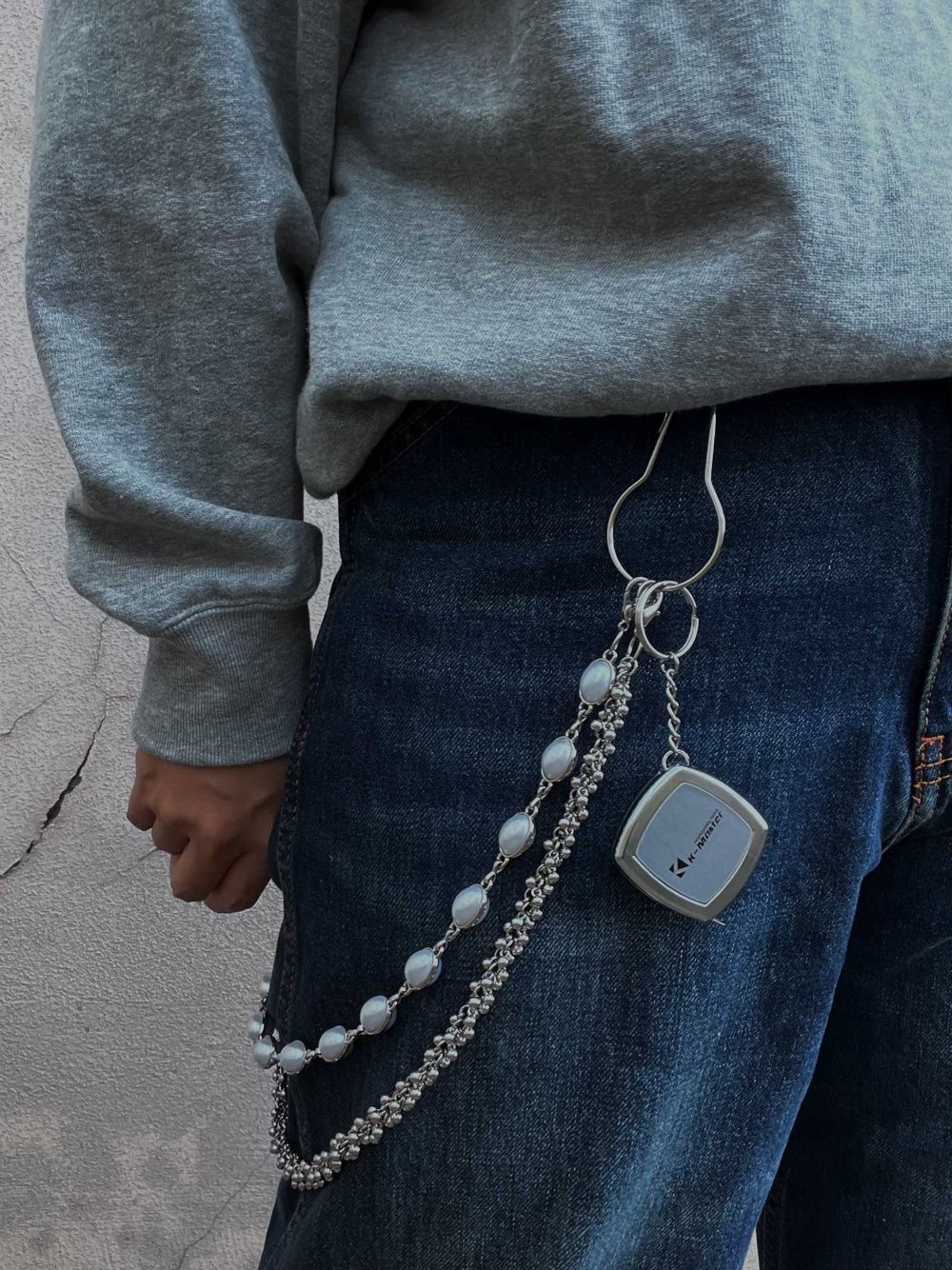 Metal Pearl Waist Chain Men's Accessories Phants Zipper