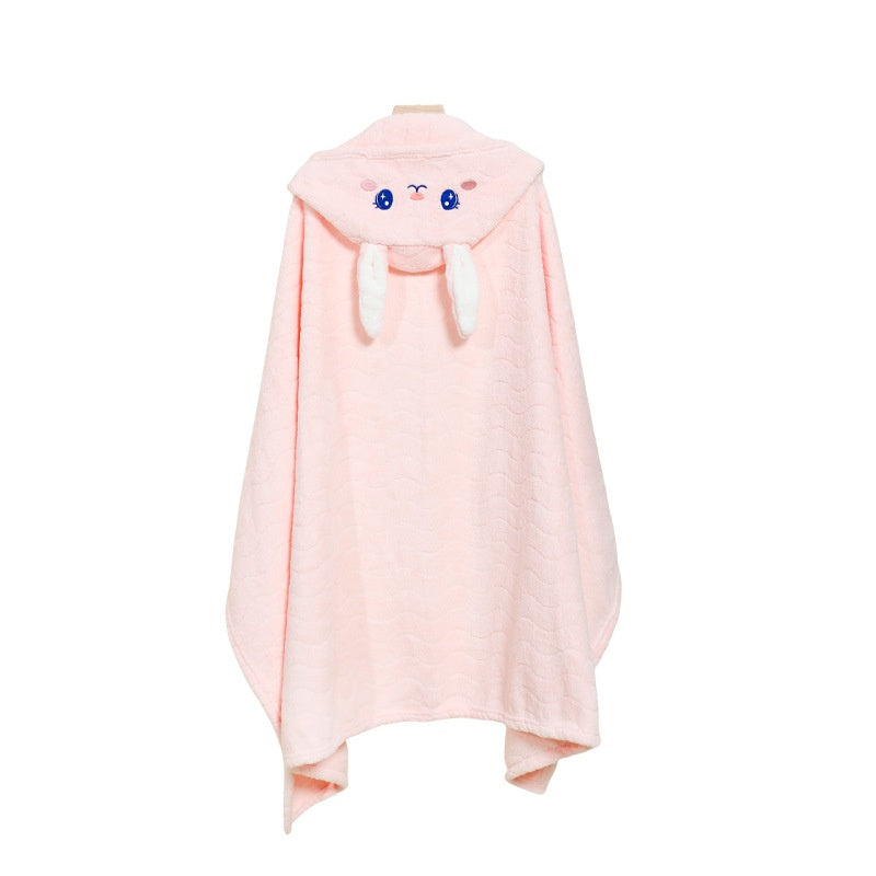 Children's Coral Fleece Bath Towel Cape For Babies