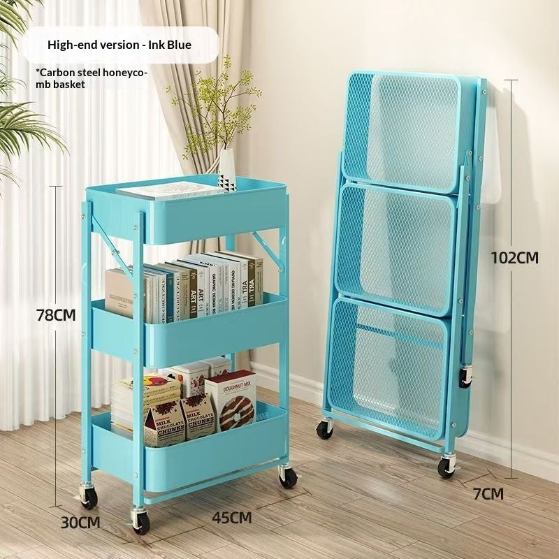 Foldable Storage Cart Kitchen Trolley Rack