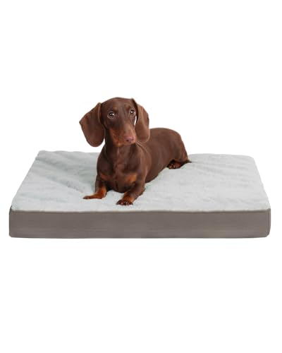 KSIIA Orthopedic Dog Crate Bed Waterproof Dog beds for Small Dogs Deluxe Plush Washable Pet Mat with Egg Crate Foam & Remo...