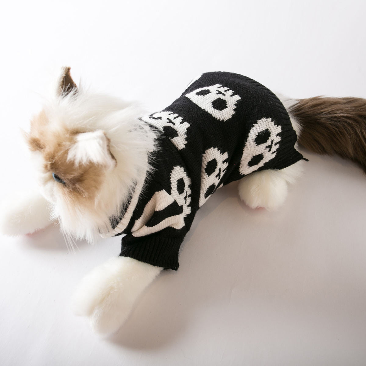 Pet Cat Sweater Halloween Skull Knitted Yarn