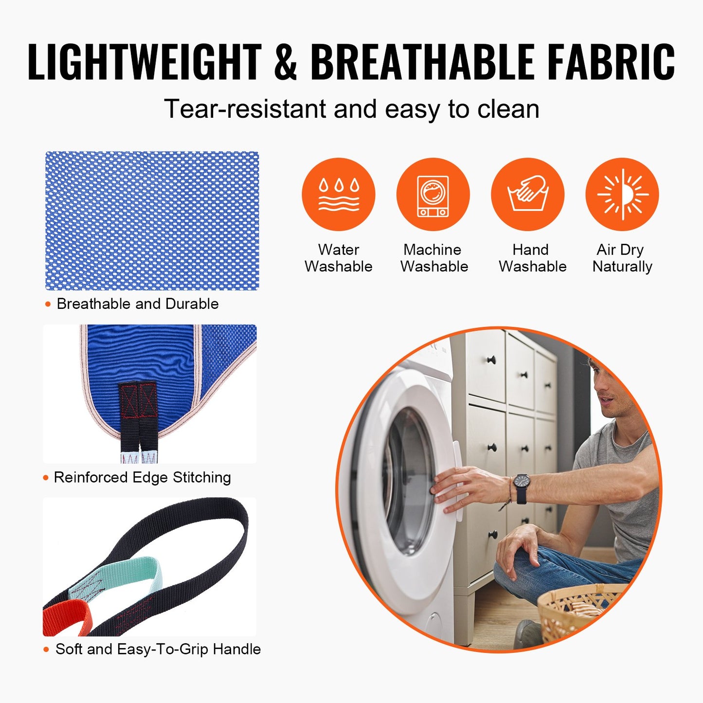 Universal Full Body Patient Lift Sling - Medium, Patient Lift Medical Sling For Easy Transfer And Bathing, Polyester Patient Aid Transfer Sling For Elderly, Disabled, Bedridden, 500LBS Capacity