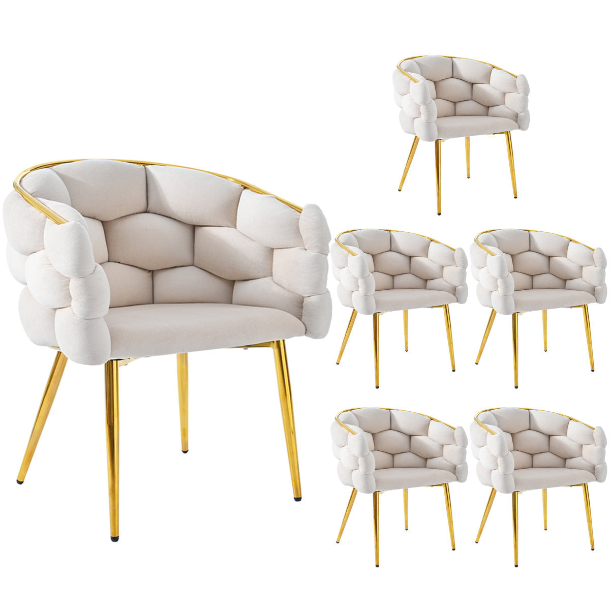 Luxury Velvet Chairs  6 Pieces , Living Room Chairs, Dining Chairs, Makeup Chairs, Modern Fashion Style Chairs, Gilded Iron Legs, Beige Chairs, Bubble Chairs, Ergonomic Chairs