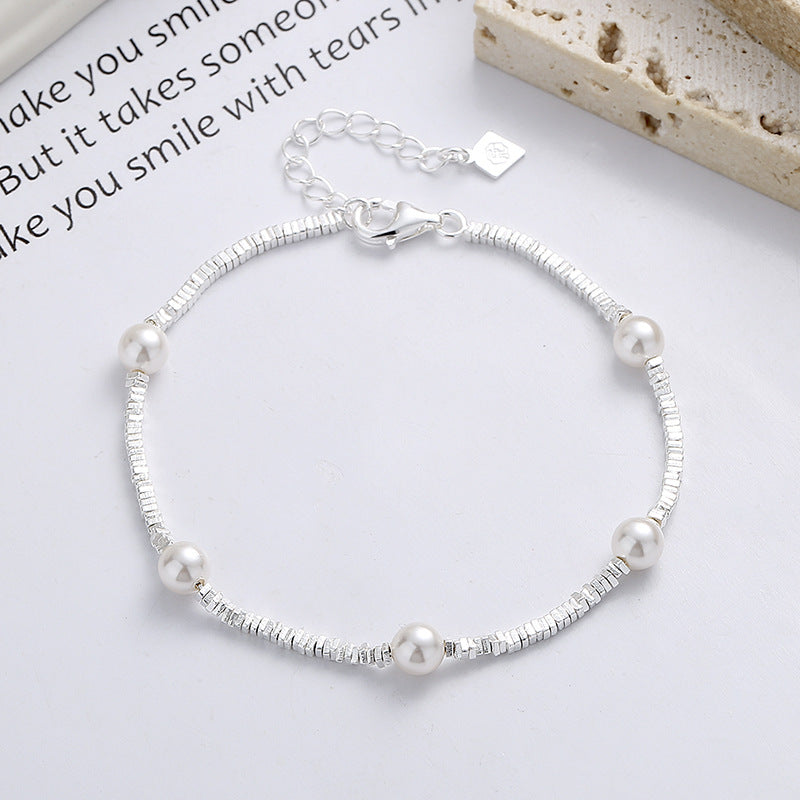 S925 Sterling Silver Korean Style Niche Clear Cold Wind Small Pieces Of Silver Pearl