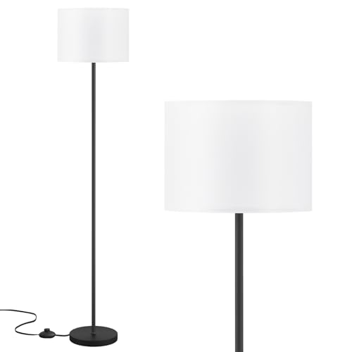 Modern Floor Lamp Simple Design with White Shade, Foot Pedal Switch, 60" Small Tall Lamps for Living Room Bedroom Office D...