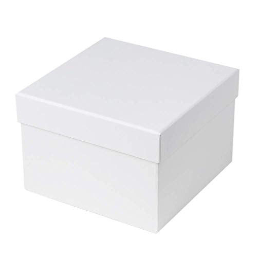 Briful Square Gift Boxes with Lids Set of 4 White Gift Box Assorted Sizes Nesting Gift Boxes for Presents Birthday Bridesm...