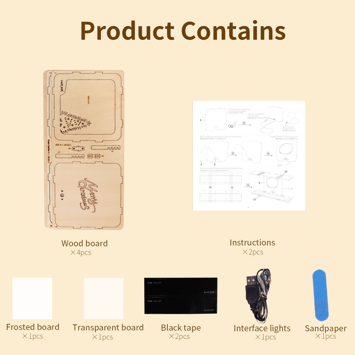 Sales Are Prohibited On The TEMU And SHEIN -MUSIC PARK 3D Wooden Puzzles Merry Christmas Model Kit Night Lights Desk Decorations Birthday Christmas Gifts For Women