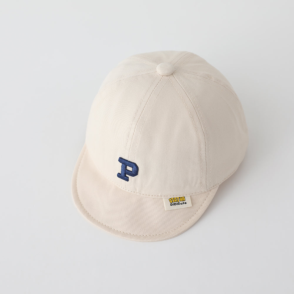 Children's Solid-color Letter P Three-dimensional Embroidered Adjustable Simple And Trendy Soft-brim Baseball Cap Suitable For Outdoor Outings