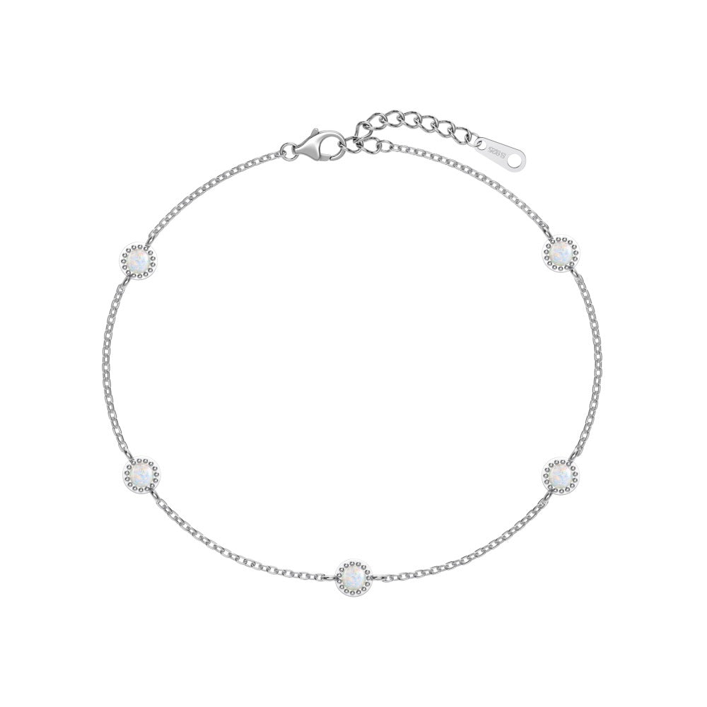 Amazon S925 Sterling Silver Opal Bracelet Women's Japanese And Korean Simple